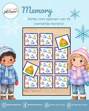 Lesmateriaal Winter - Memory - Verliefde harten van auteur De klas van juf Laura