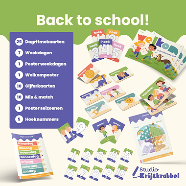 Lesmateriaal Back to school bundel | Voor Groep 1 en 2 van auteur Studio Krijtkrabbel