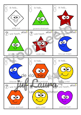 Lesmateriaal Spel - Ik heb... wie heeft... - Kleuren en vormen van auteur De klas van juf Laura slide 2