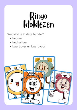Lesmateriaal Bingo klok - het uur, het halfuur, het kwartier  van auteur Speelwijs