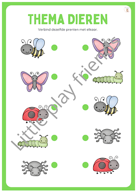 Lesmateriaal Verbind dezelfde figuren met elkaar thema dieren van auteur Little Play Friends slide 4