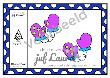 Lesmateriaal Winter - Wat mist er? - Tellen t/m 6 (*) van auteur De klas van juf Laura slide 2