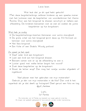 Lesmateriaal Thema Ruimte: Beginletter bingo van auteur Juf Femke slide 2