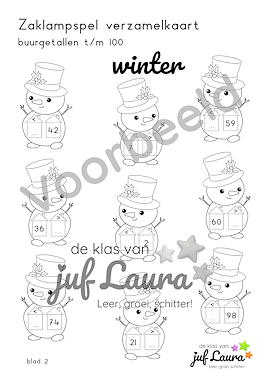 Lesmateriaal Winter - Bundel - Zaklampspel - Buurgetallen van auteur De klas van juf Laura slide 3