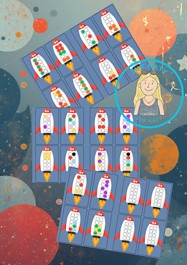 Lesmateriaal De ruimte: vul de raket (topologie/tellen tot10) van auteur Juf Katy slide 2