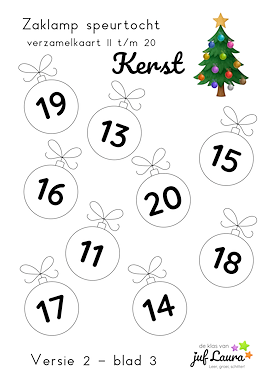 Lesmateriaal Kerst - Zaklampspel - Getalbeelden 11 t/m 20 van auteur De klas van juf Laura slide 4