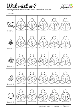 Lesmateriaal Winter - Wat mist er? - Verliefde harten van auteur De klas van juf Laura slide 4