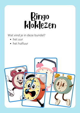 Lesmateriaal Bingo klok - het uur & het halfuur van auteur Speelwijs