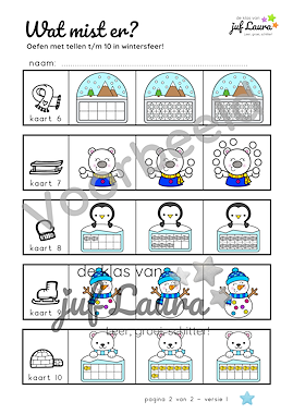 Lesmateriaal Winter - Zaklampspel - Tellen t/m 10 (*) van auteur De klas van juf Laura slide 2