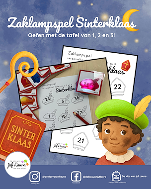 Lesmateriaal Sinterklaas - Zaklampspel - Tafel van 1 t/m 3 van auteur De klas van juf Laura
