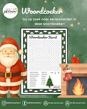 Lesmateriaal Kerst - Woordzoeker van auteur De klas van juf Laura