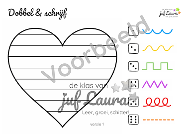 Lesmateriaal Valentijn - Dobbel & Schrijf van auteur De klas van juf Laura slide 2