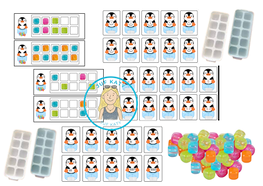 Lesmateriaal Thema winter : Tuff tray ijsblokvormen topologie/tellen van auteur Juf Katy slide 2