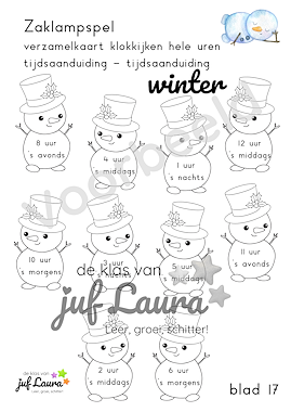 Lesmateriaal Winter - Zaklampspel - Klokkijken (hele uren) van auteur De klas van juf Laura slide 4