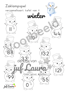 Lesmateriaal Winter - Zaklampspel - Tafel 10 t/m 12 van auteur De klas van juf Laura slide 3