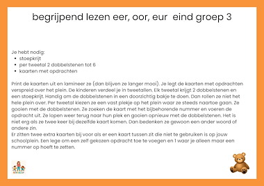 Lesmateriaal Begrijpend lezen eer, oor, eur woorden  van auteur de beweegjuf