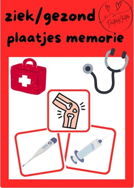 Lesmateriaal Ziek / Gezond / Beter worden - plaatjes memorie van auteur PeuterKleuter
