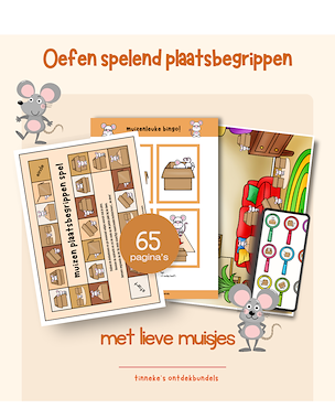 Lesmateriaal Spelen met plaatsbegrippen en lieve muisjes van auteur Tinnekes ontdekbundels