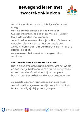 Lesmateriaal Bewegend leren met tweetekenklanken van auteur de beweegjuf slide 3