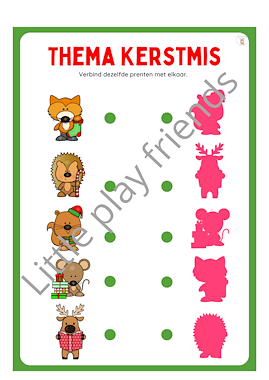 Lesmateriaal Verbind dezelfde figuren met elkaar thema kerstmis van auteur Little Play Friends slide 4