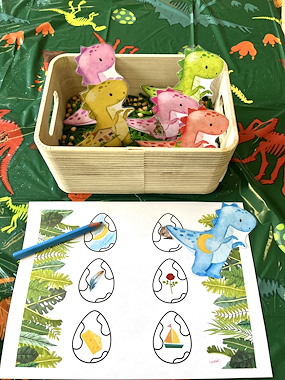 Rijmen: mama dino zoekt haar ei! 