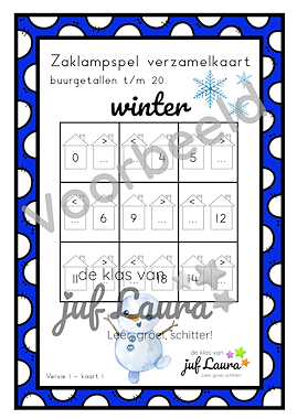 Lesmateriaal Winter - Zaklampspel - Buurgetallen t/m 20 van auteur De klas van juf Laura slide 3