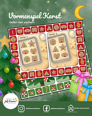 Lesmateriaal Kerst - Vormenspel van auteur De klas van juf Laura