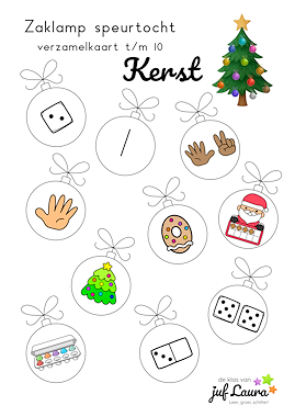 Lesmateriaal Zaklampspel Kerst - getalbeelden van auteur De klas van juf Laura