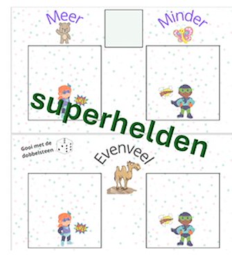 lesmateriaal Superhelden meer/minder/evenveel van auteur Annemie