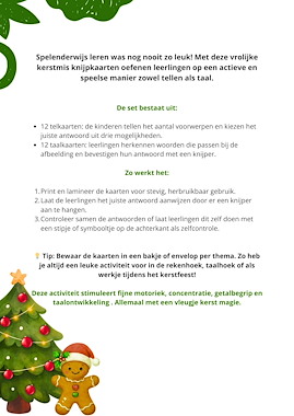 Lesmateriaal Kerstmis knijpkaarten – tellen en taal met plezier! van auteur Juf_C slide 2