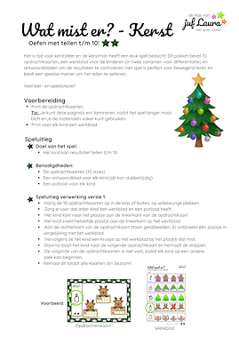 Lesmateriaal Wat mist er? Tellen t/m 10 ** - Kerst van auteur De klas van juf Laura slide 2