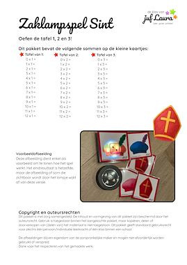 Lesmateriaal Zaklampspel Sinterklaas - tafel van 1 t/m 3 van auteur De klas van juf Laura