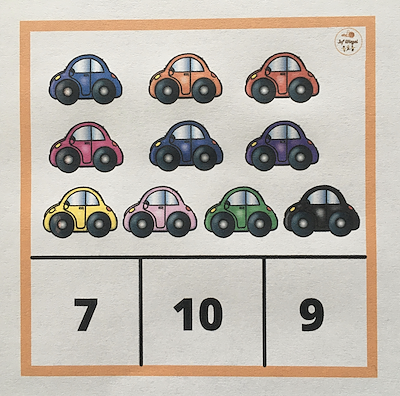 Lesmateriaal Auto knijpkaarten (getallen 1-10) van auteur Juf Wiezel slide 2
