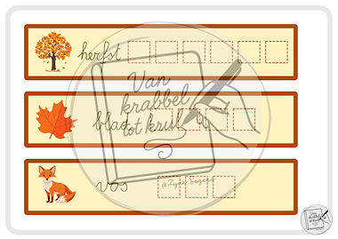 Lesmateriaal Schrijfletters leren met letterblokjes "herfst" van auteur Van krabbel tot krul slide 3