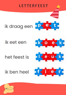 lesmateriaal woorden maken met letterpuzzels (letterfeest) van auteur Juffen eersteklas