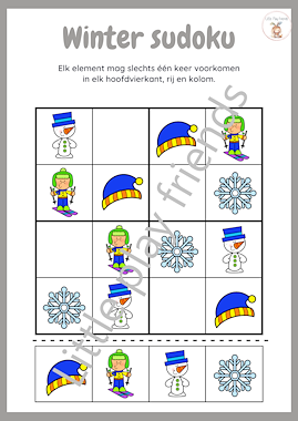 Lesmateriaal Sudoku's thema winter van auteur Little Play Friends slide 2