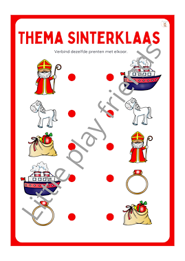 Lesmateriaal Verbind dezelfde figuren met elkaar thema Sinterklaas van auteur Little Play Friends slide 4
