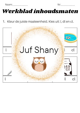 Lesmateriaal Werkbladen lengtematen en inhoudsmaten van auteur Juf Shany slide 3