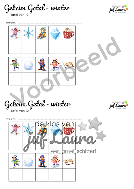 Lesmateriaal Winter - Geheim Getal - Tafel van 9 en 10 van auteur De klas van juf Laura slide 3