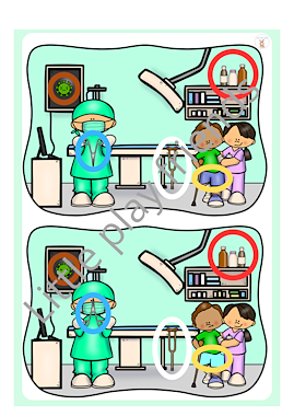 Lesmateriaal Zoek de verschillen - thema ziek zijn van auteur Little Play Friends slide 3