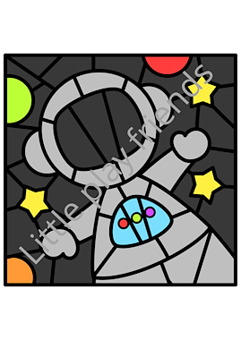 Lesmateriaal Kleuren naar voorbeeld - thema ruimte van auteur Little Play Friends slide 4