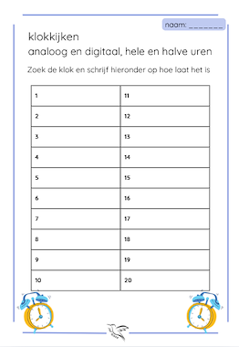 Lesmateriaal bewegend leren - klokkijken analoog en digitaal van auteur Juf Kitty B slide 2