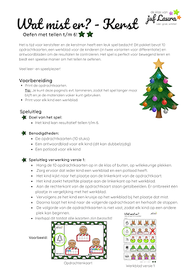 Lesmateriaal Kerst - Wat mist er? - Tellen t/m 6 (**-versie) van auteur De klas van juf Laura slide 4