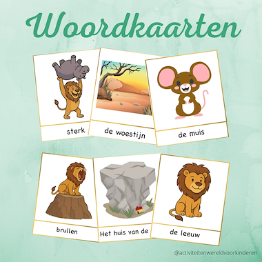 Lesmateriaal De leeuw in de muis - woordkaarten   van auteur Nanny Melissa