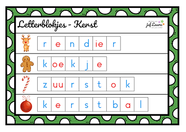 Lesmateriaal Letterblokjes Kerst van auteur De klas van juf Laura slide 3