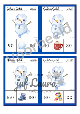 Lesmateriaal Winter - Geheim Getal - Tellen tot 200 in sprongen van 10 van auteur De klas van juf Laura slide 2