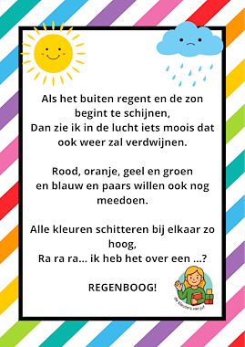 Lesmateriaal Versje regenboog van auteur De kleuters van juf Naomi