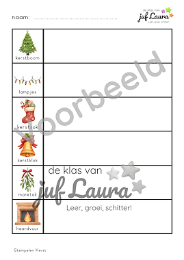 Lesmateriaal Kerst - Werkblad stempelen van auteur De klas van juf Laura slide 3