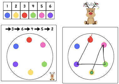 Lesmateriaal Thema Kerst : Kerstballenslingers (code/richting) van auteur Juf Katy slide 3