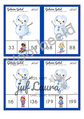Lesmateriaal Winter - Geheim Getal - Tellen tot 1000 in sprongen van 10 van auteur De klas van juf Laura slide 2